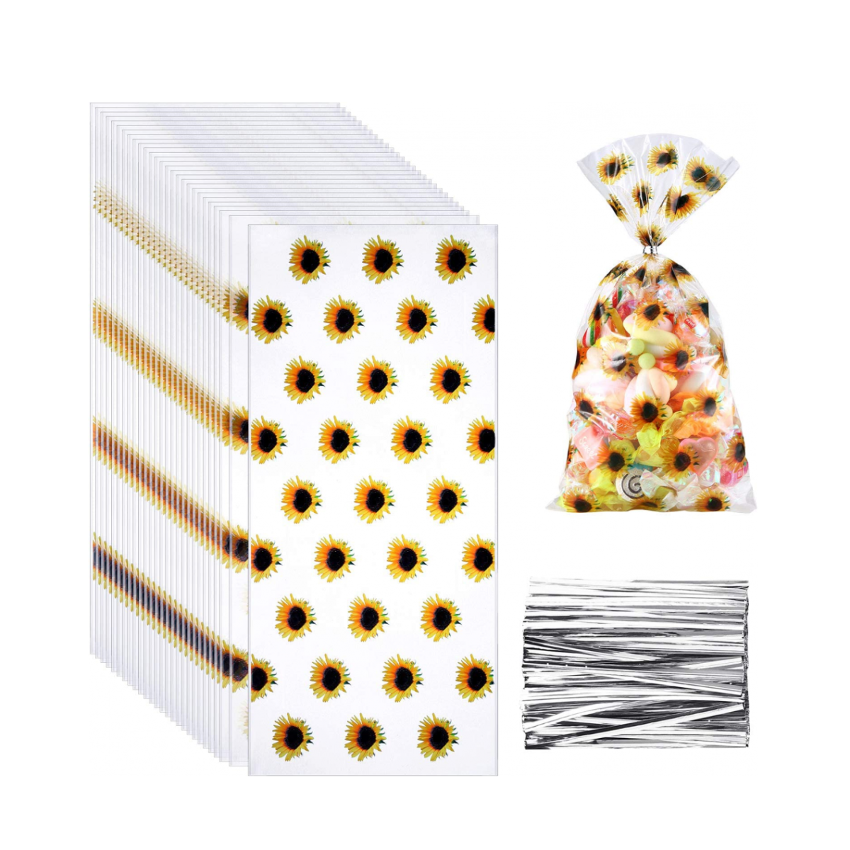 cellophane wraps sunflower pattern print