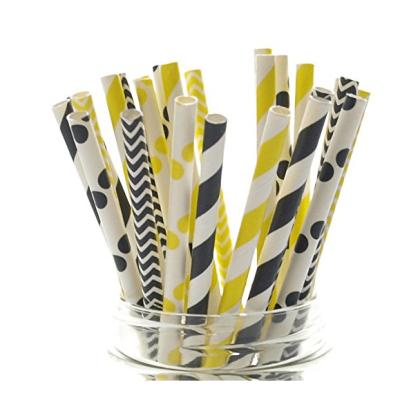 Sunflower Pattern Colored Straws