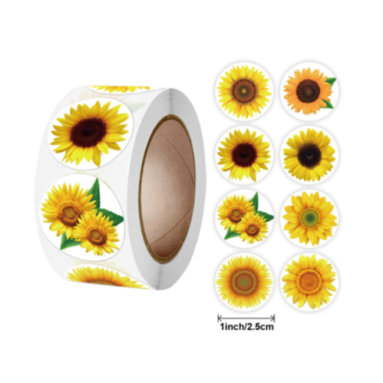 sunflower pattern circular stickers