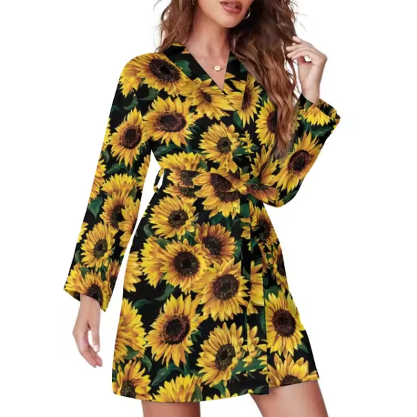 sunflower design bathrobe