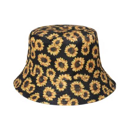 black sunflowers bucket hat