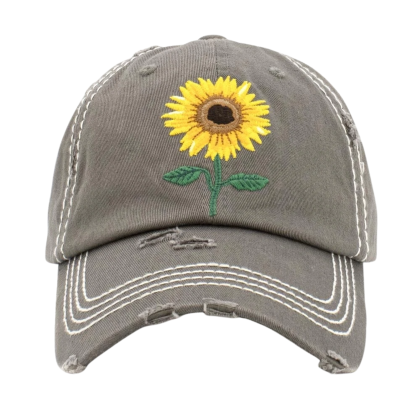 gray women sunflower baseball cap