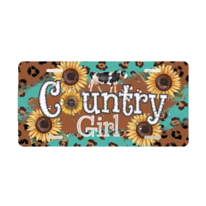 cow sunflower leopard print license plate