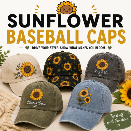 Sunflower Themed Baseball Caps
