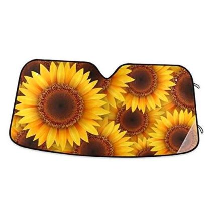 Reflective Yellow Sunflowers Car Windshield Sunshade (55" x 27.6" In)
