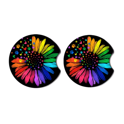 Colorful Sunflower Car Coasters
