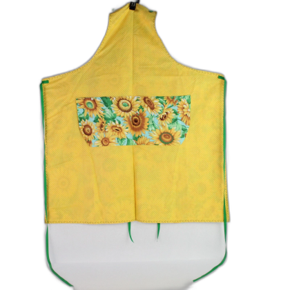 Handmade Sunflower Pattern Kitchen Apron - Yellow White Green